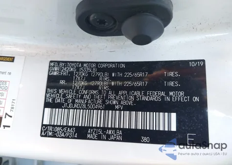 2020 Lexus Nx 300H z USA, uszkodzony, nr VIN JTJDJRDZ8L5004961